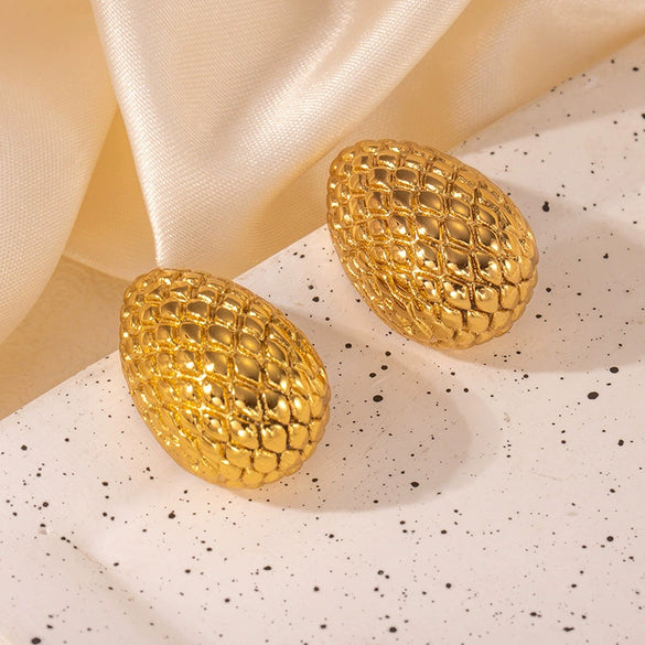 Titanium Steel Earrings Geometric Heart Shape Leaves Wave Point Water Drops Electroplating Design
