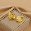Titanium Steel Earrings Gold Plated With Flower Design Retro Light Luxury Style For Women