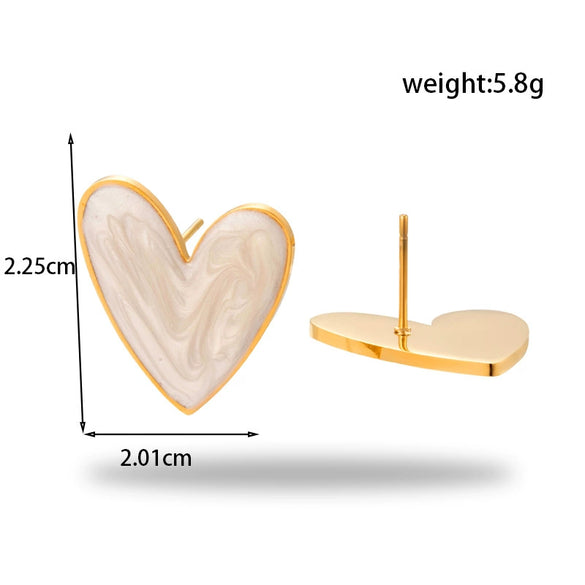 Titanium Steel Earrings Lovely Round Square Heart Shape Geometric Style Electroplated