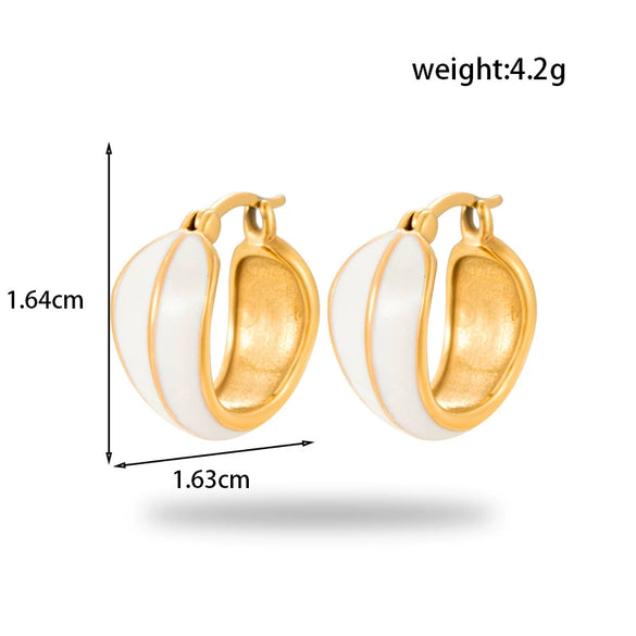 Titanium Steel Earrings Lovely Round Square Heart Shape Geometric Style Electroplated