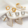 Titanium Steel Earrings Lovely Round Square Heart Shape Geometric Style Electroplated