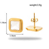 Titanium Steel Earrings Lovely Round Square Heart Shape Geometric Style Electroplated