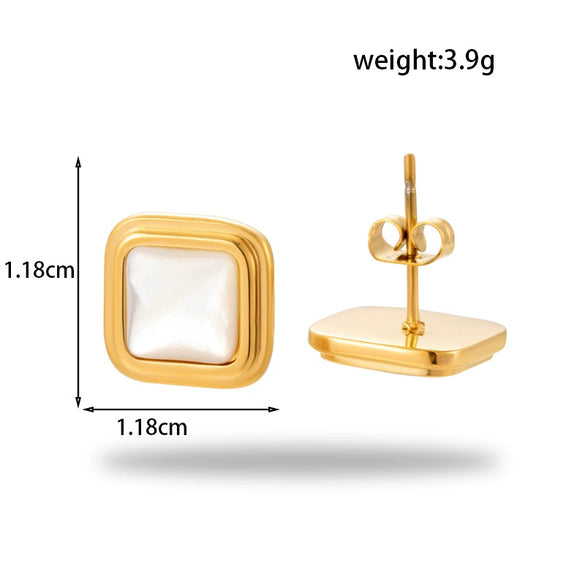 Titanium Steel Earrings Lovely Round Square Heart Shape Geometric Style Electroplated