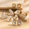 Titanium Steel Earrings Lovely Round Square Heart Shape Geometric Style Electroplated