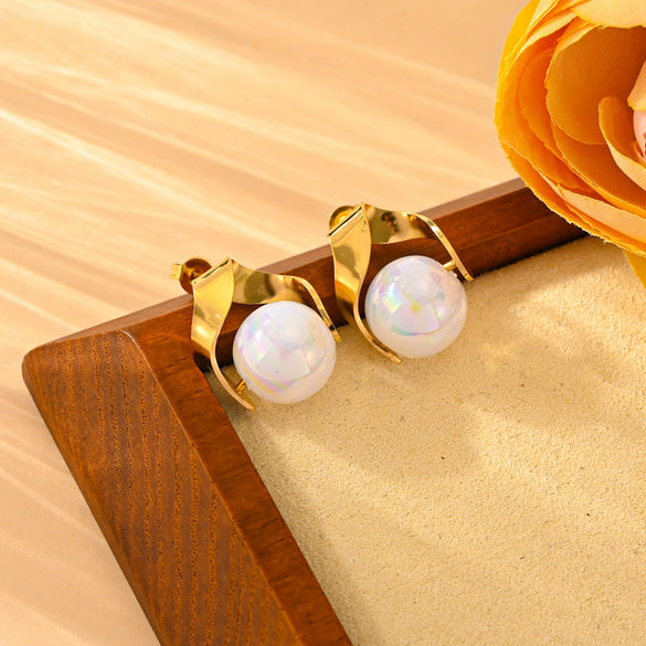 Titanium Steel Earrings Necklace With Geometric Love Water Drops Bell Patterns Electroplated