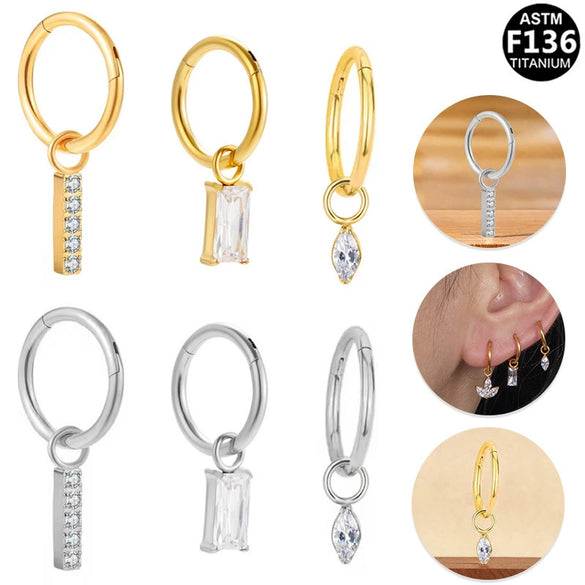 Titanium Steel Earrings With Star Shape Heart Shape Bow Pattern Electroplating Style