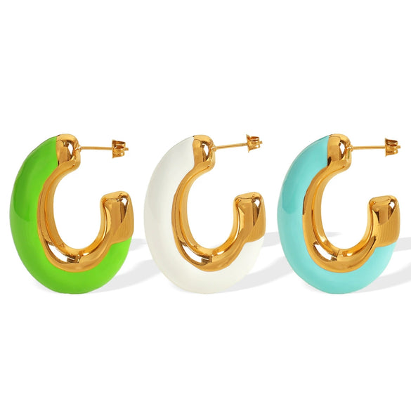 316L Stainless Steel Electroplated Cshaped Women's Fashionable Earrings
