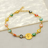 Titanium Steel Electroplated Devil's Eye And Letter Bracelet For Women