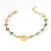 Titanium Steel Electroplated Devil's Eye And Letter Bracelet For Women