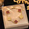 Titanium Steel Electroplated Doublesided Fourleaf Flower Bracelet Light Luxury Hand Ornament