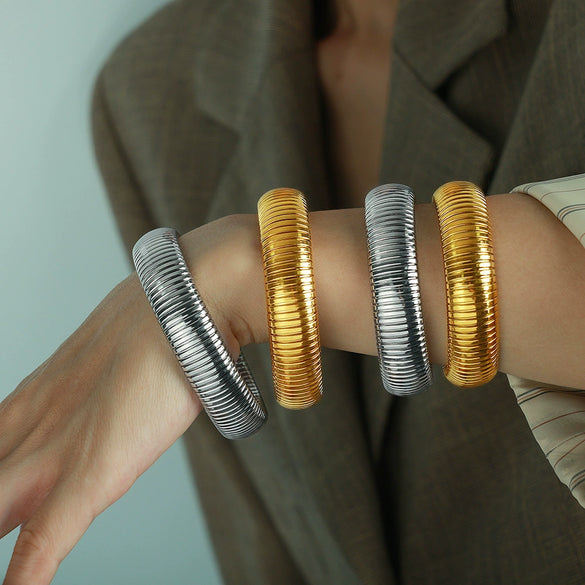 316L Stainless Steel Electroplated Fashion Geometric Elastic Bracelet