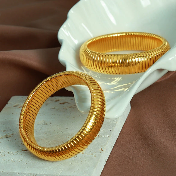 316L Stainless Steel Electroplated Fashion Geometric Elastic Bracelet