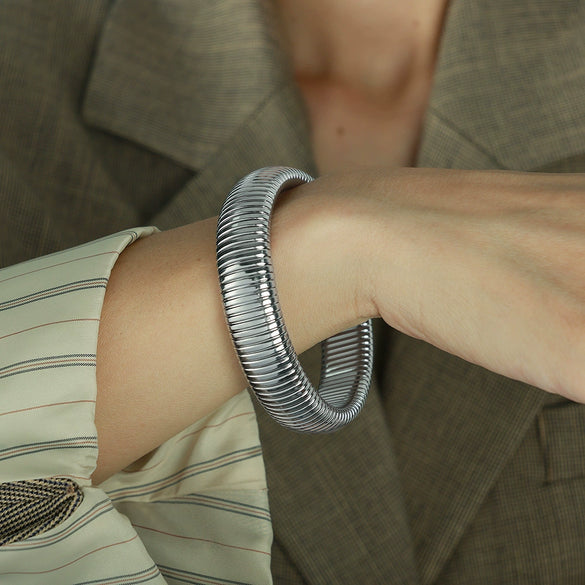 316L Stainless Steel Electroplated Fashion Geometric Elastic Bracelet