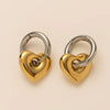 Titanium Steel Electroplated Fivepointed Star And Oval Ear Buckle Earrings High Colorretaining Lucky Star Design 18K Gold Plated Popular Style Unisex