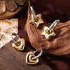 Titanium Steel Electroplated Fivepointed Star And Oval Ear Buckle Earrings High Colorretaining Lucky Star Design 18K Gold Plated Popular Style Unisex