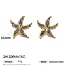 Titanium Steel Electroplated Fivepointed Star Women's Ring And Shell Inlaid Earrings Hand Jewelry