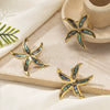 Titanium Steel Electroplated Fivepointed Star Women's Ring And Shell Inlaid Earrings Hand Jewelry