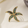 Titanium Steel Electroplated Fivepointed Star Women's Ring And Shell Inlaid Earrings Hand Jewelry
