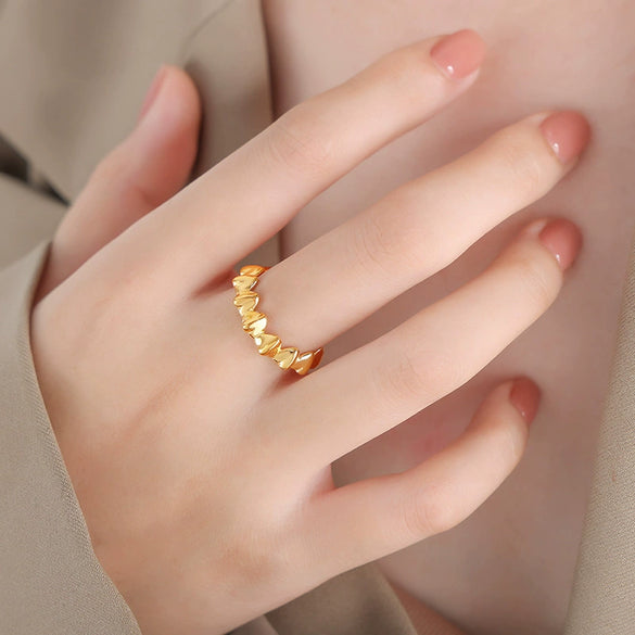 316L Stainless Steel Electroplated Gold Heart Shaped Fashion Personality Women's Ring