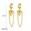 Titanium Steel Electroplated Heart Shape Diamondembedded Pendant Long Chain Women's Earrings