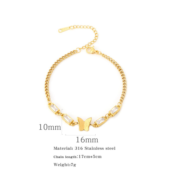 Titanium Steel Electroplated Inlaid Zircon Rhombus Bracelet