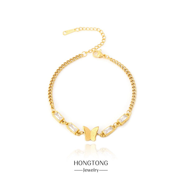 Titanium Steel Electroplated Inlaid Zircon Rhombus Bracelet