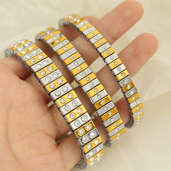 316L Stainless Steel Electroplated Ins Style Geometric Diamond Bracelet For Women