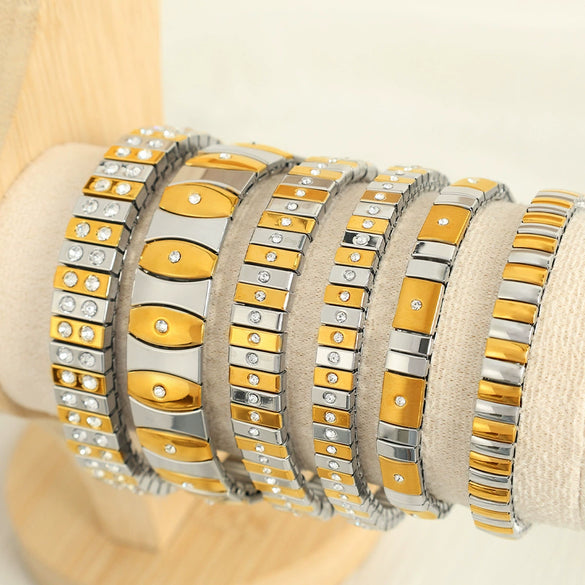 316L Stainless Steel Electroplated Ins Style Geometric Diamond Bracelet For Women