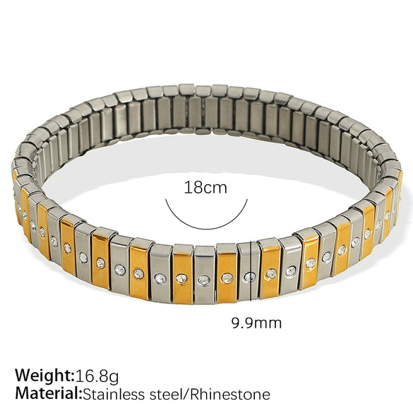 316L Stainless Steel Electroplated Ins Style Geometric Diamond Bracelet For Women