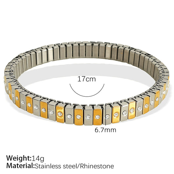 316L Stainless Steel Electroplated Ins Style Geometric Diamond Bracelet For Women