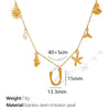 316L Stainless Steel Electroplated 18K Gold Bamboo Conch Sea Star Shell Women's Clavicle Chain Jewelry