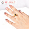 Titanium Steel Electroplated 18K Gold Ring With Horse Eye Shape And Cartoon Characters