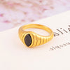 Titanium Steel Electroplated 18K Gold Ring With Horse Eye Shape And Cartoon Characters