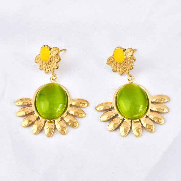 Titanium Steel Electroplated 18K Gold Sunflower Earrings Light Luxury Highend Personality Natural Style