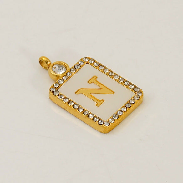 Titanium Steel Electroplated Letter Hanging Ring Pendant Accessories