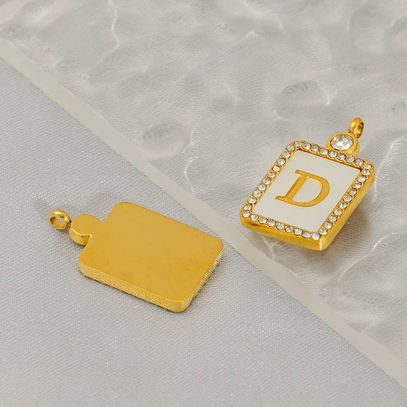 Titanium Steel Electroplated Letter Hanging Ring Pendant Accessories