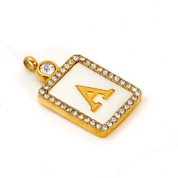 Titanium Steel Electroplated Letter Hanging Ring Pendant Accessories