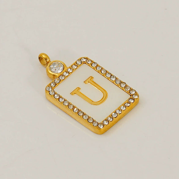 Titanium Steel Electroplated Letter Hanging Ring Pendant Accessories