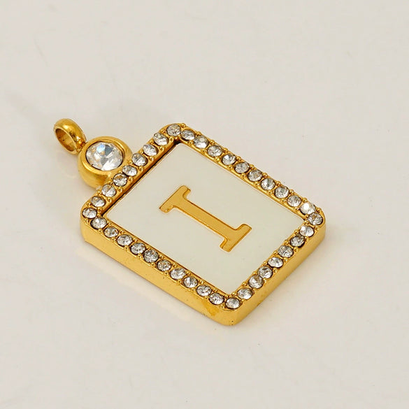 Titanium Steel Electroplated Letter Hanging Ring Pendant Accessories