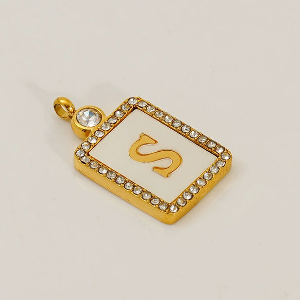 Titanium Steel Electroplated Letter Hanging Ring Pendant Accessories