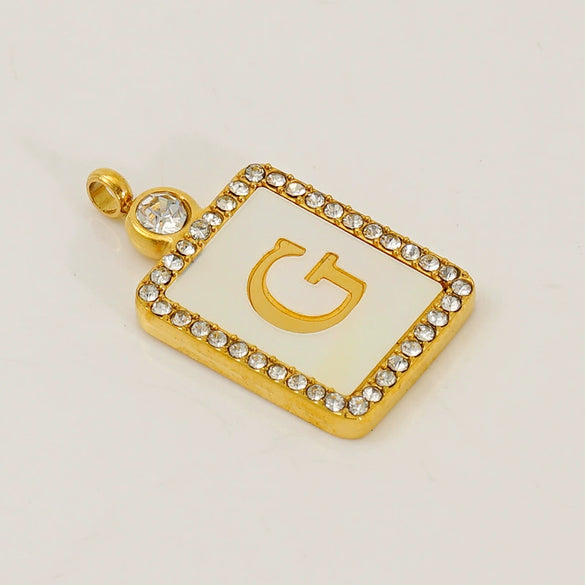 Titanium Steel Electroplated Letter Hanging Ring Pendant Accessories