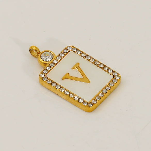 Titanium Steel Electroplated Letter Hanging Ring Pendant Accessories