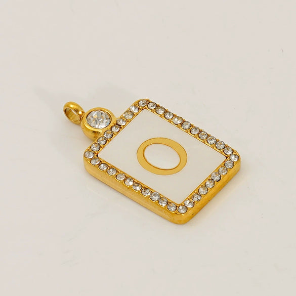 Titanium Steel Electroplated Letter Hanging Ring Pendant Accessories