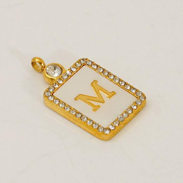 Titanium Steel Electroplated Letter Hanging Ring Pendant Accessories