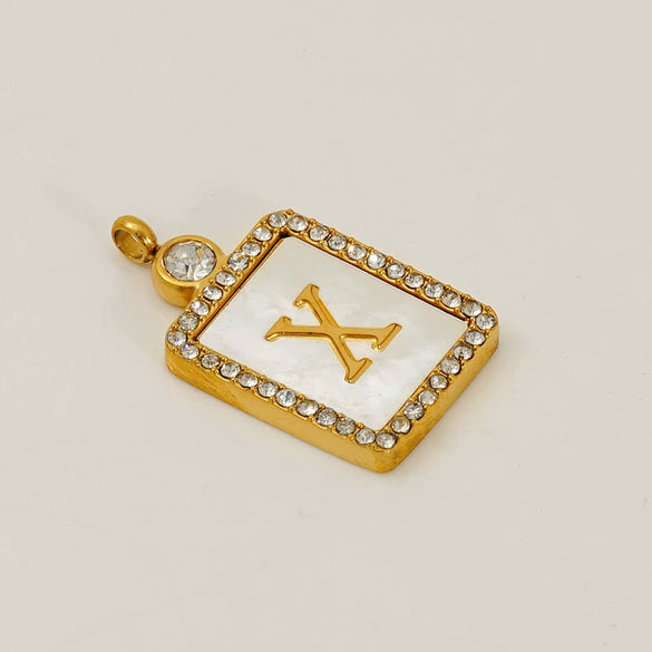 Titanium Steel Electroplated Letter Hanging Ring Pendant Accessories