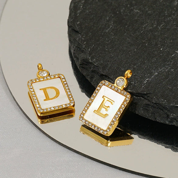 Titanium Steel Electroplated Letter Hanging Ring Pendant Accessories