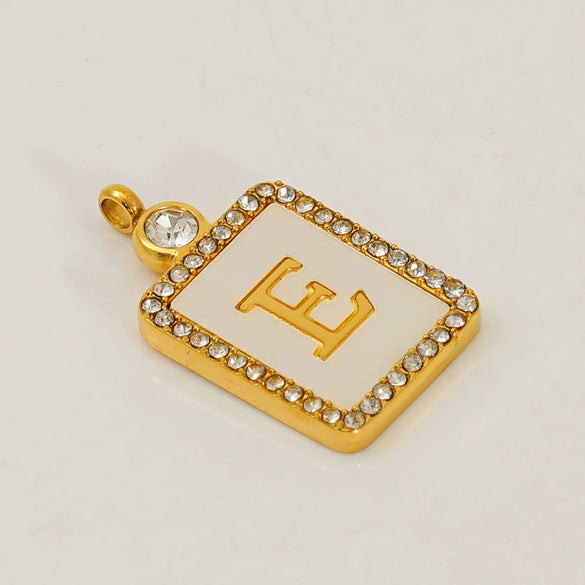 Titanium Steel Electroplated Letter Hanging Ring Pendant Accessories