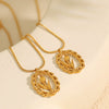 316L Stainless Steel Electroplated Oval Hollow Clavicle Chain With Love Heart And Tulip Flowers For Women