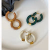 Titanium Steel Electroplated Ushaped Earrings For Women Retro Drop Glaze Dark Green Blue Wine Red