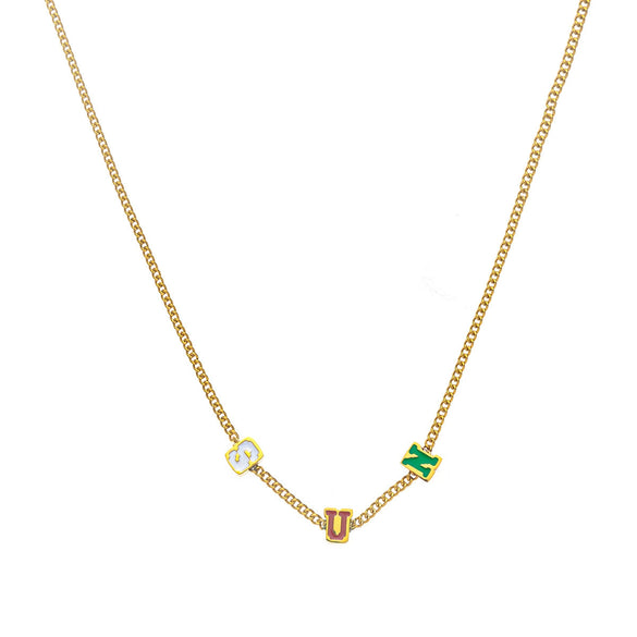 Titanium Steel Electroplated Vintage Letters Numbers Text Clavicle Necklace